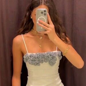 Zara Floral XS, Elegant White and silver top!! $70.00